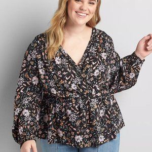 Lane Bryant Ruffle Surplice Peplum Blouse 18/20